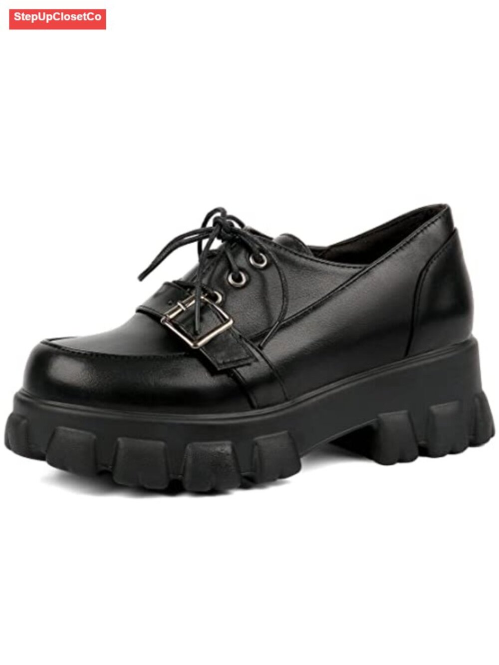 Platform Oxford Shoes Chunky Loafers Goth Buckle Lace-Up